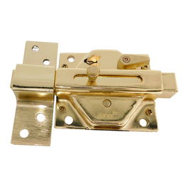 Micel Cerrojo de Seguridad Sobreponer CRR01 en Acero Latonado con 5 Llaves, Placa 106x65 mm