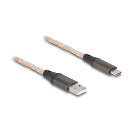 DeLOCK Cable USB 2.0 Tipo-A a USB-C con Iluminación RGB, 1 metro, Transparente, 480 Mbit/s - Referencia DELOCK