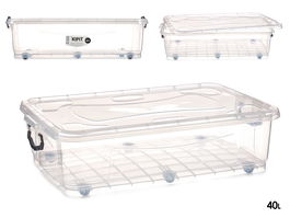 Kipit Bajo Cama Transparente 40L con 6 Ruedas - 72.2 x 46.5 x 20 cm (Set de 6)