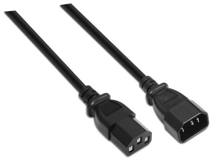 Aisens Cable de Alimentación CPU C13 Hembra a C14 Macho Negro 1,5m