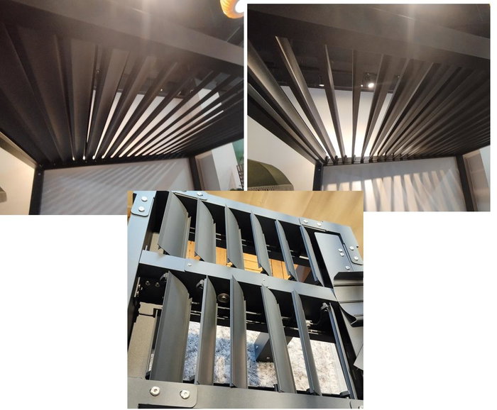 DKD Home Decor Pergola Bioclimatica Jardín Terraza Acero Negro 300x300x250 cm