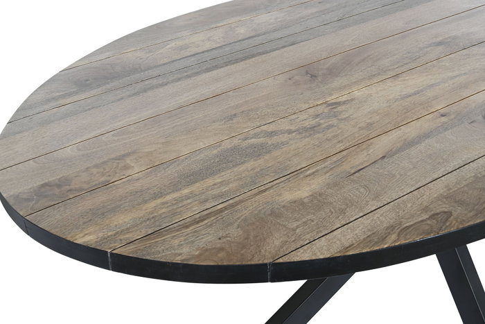 DKD Home Decor Mesa de Comedor de Metal y Mango Natural y Negro