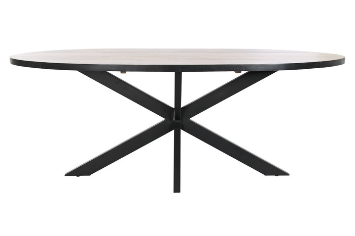 DKD Home Decor Mesa de Comedor de Metal y Mango Natural y Negro