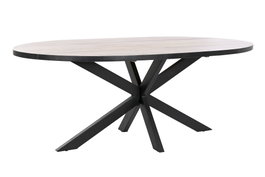 DKD Home Decor Mesa de Comedor de Metal y Mango Natural y Negro