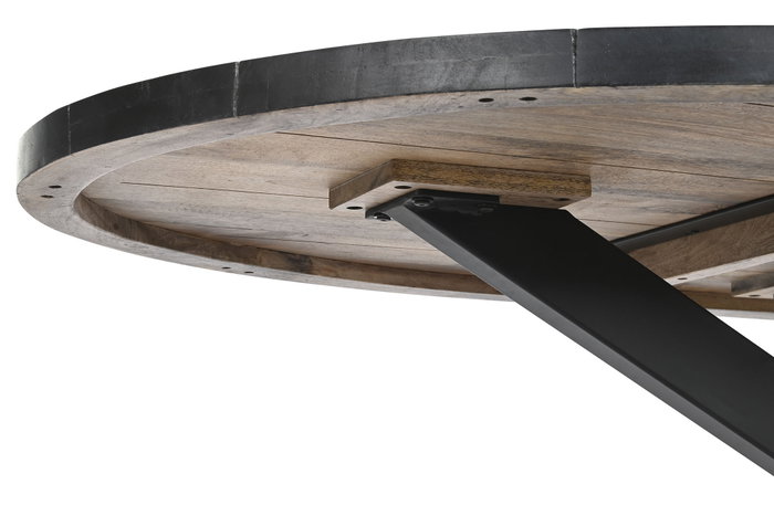 DKD Home Decor Mesa de Comedor de Metal y Mango Natural y Negro