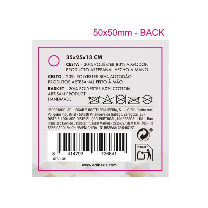 Cesta Algodón Moa Vinthera 35x25x13 cm (6 Unidades)