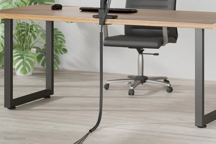Neomounts ADS06-,142BL Organizador de cables para escritorio, tubo espiral pasacables negro de plástico, diámetro 25 mm