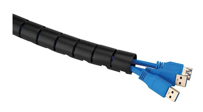 Neomounts ADS06-,142BL Organizador de cables para escritorio, tubo espiral pasacables negro de plástico, diámetro 25 mm