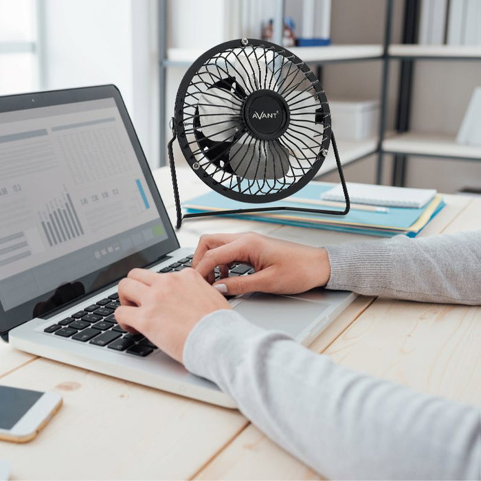 Avant Ventilador USB 4 Pulgadas (10 cm) 3W Negro - Para Ordenador y Escritorio