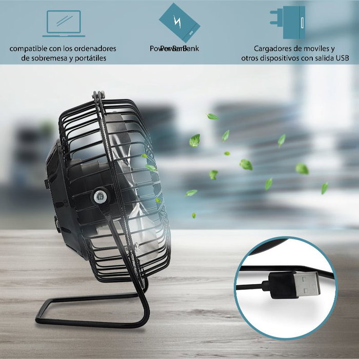 Avant Ventilador USB 4 Pulgadas (10 cm) 3W Negro - Para Ordenador y Escritorio