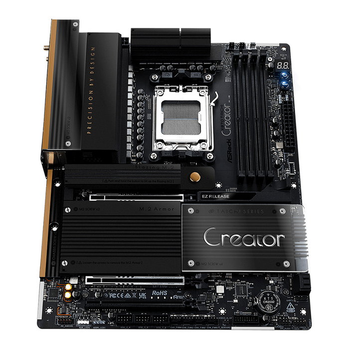ASRock X870 Taichi Creator AMD X870 Socket AM5 ATX - Placa Base Wi-Fi 7, Bluetooth 5.4, DDR5 hasta 8000 MHz, 256 GB, 2x USB4, 10Gb Ethernet, M.2, SATA