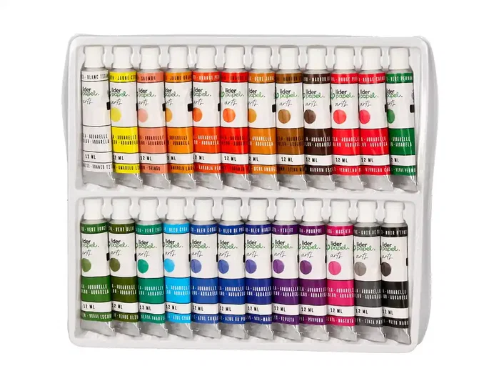 Liderpapel Pintura de acuarela caja de 24 tubos de 12 ml colores surtidos