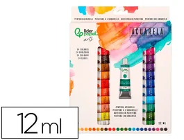 Liderpapel Pintura de Acuarela Caja 24 Tubos de Aluminio 12 ml Colores Surtidos