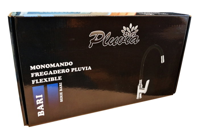 PLUVIA Bari Grifo Monomando Fregadero Caño Flex Negro MT9011-14B