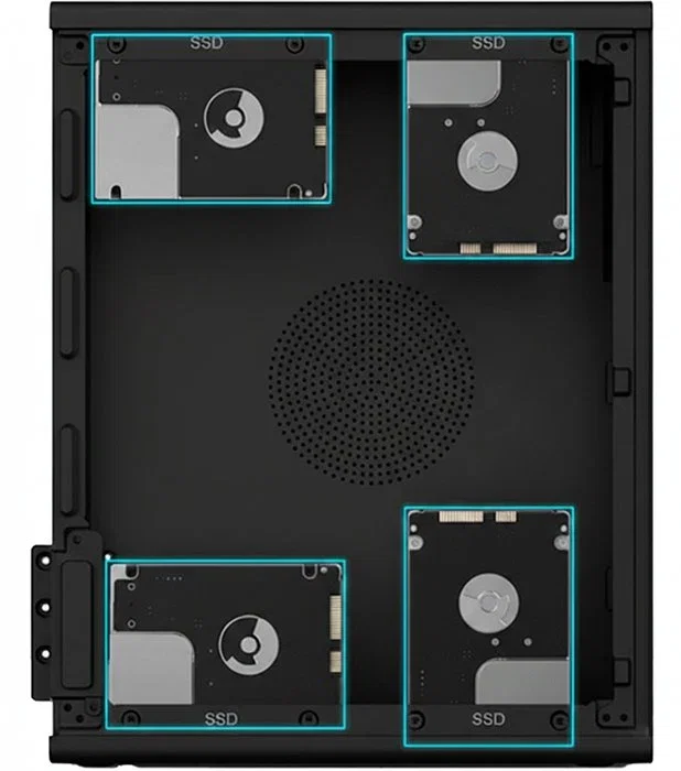 Coolbox COO-PCT100-0 Caja de PC Micro ATX Slimline Negra, con Puerto USB-C 3.2 Gen1, Soporte para 4 Unidades SSD 2.5", Compatible con Fuentes TFX y Tarjetas Low-Profile