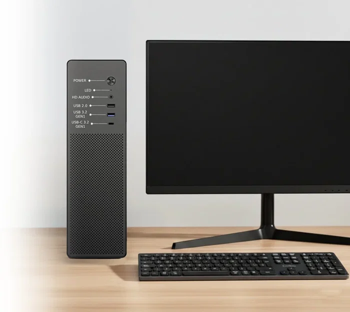 Coolbox COO-PCT100-0 Caja de PC Micro ATX Slimline Negra, con Puerto USB-C 3.2 Gen1, Soporte para 4 Unidades SSD 2.5", Compatible con Fuentes TFX y Tarjetas Low-Profile