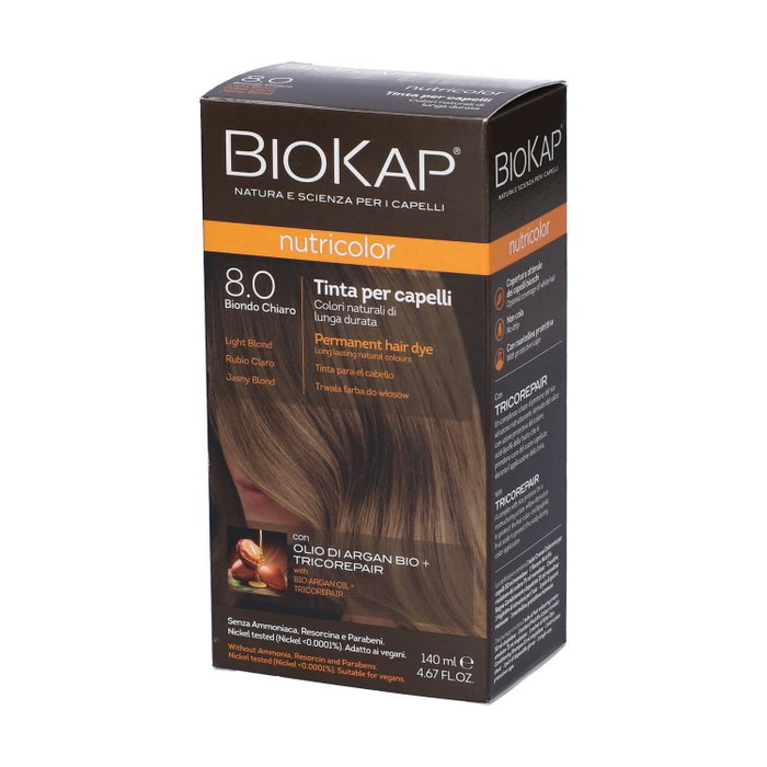 Biokap Tinte Rubio Claro 8.0 140ml - Cubre Canas, Nutre y Repara Biokap Tinte Rubio Claro 8.0 140ml - Cubre Canas, Nutre y Repara