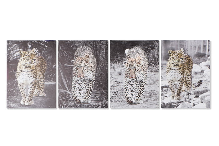 DKD Home Decor Set de 4 Cuadros de Lienzo y MDF con Diseño de Leopardo DKD Home Decor Set de 4 Cuadros de Lienzo y MDF con Diseño de Leopardo