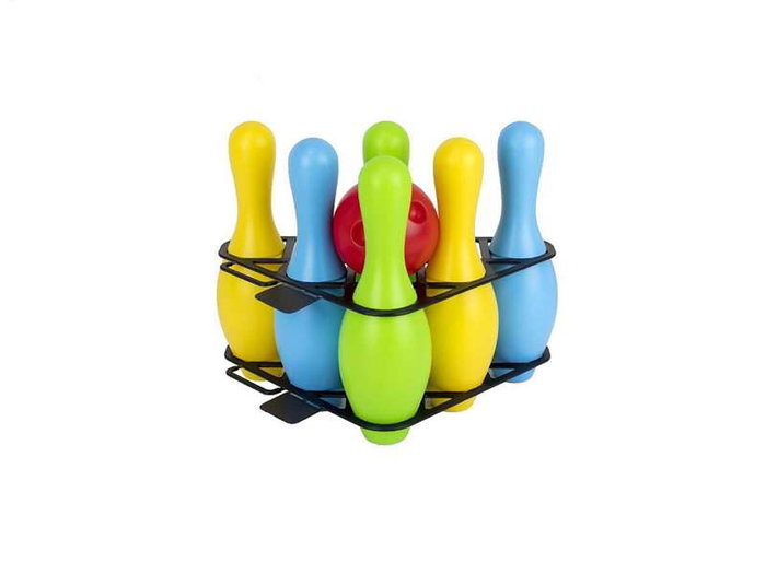 Vicam Juego de bolos incluye 6 bolos y 1 bola alto 28 cm modelos surtidos multicolor