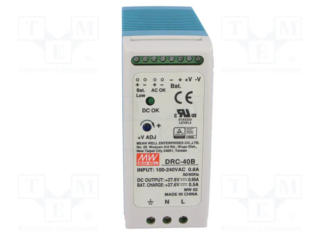 MEAN WELL DRC-40B Alimentador de impulso y buffer 40,02W 27,6VDC