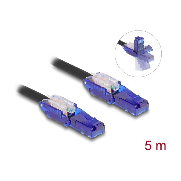 DeLOCK Cable de Red RJ45 Cat.6 UTP 5 m Negro, Conectores Angulares 180 Grados, Plug & Play, 24 AWG, 250 MHz DeLOCK Cable de Red RJ45 Cat.6 UTP 5 m Negro, Conectores Angulares 180 Grados, Plug & Play, 24 AWG, 250 MHz
