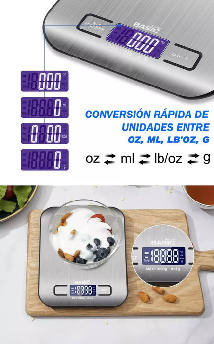 Inde Báscula de Cocina Digital 10 kg 14x18x2 cm (12 Unidades)