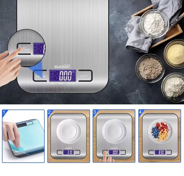 Inde Báscula de Cocina Digital 10 kg 14x18x2 cm (12 Unidades)