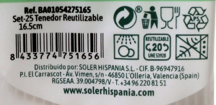 Algon Set 25 Tenedor Eco 16.5 cm (36 Unidades)