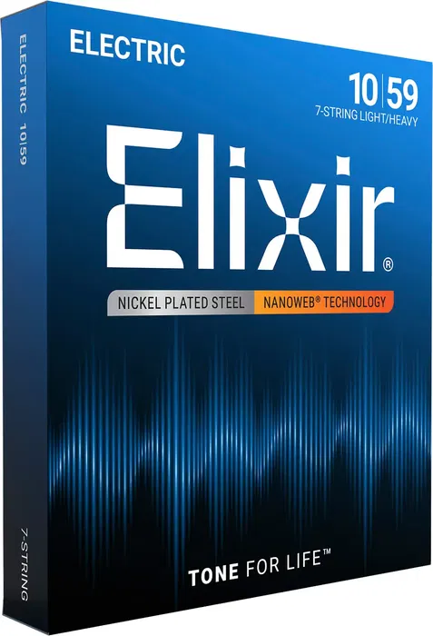 Elixir Juego Eléctrica Nanoweb 7St Super Light 10-59 Cuerdas Guitarra Eléctrica