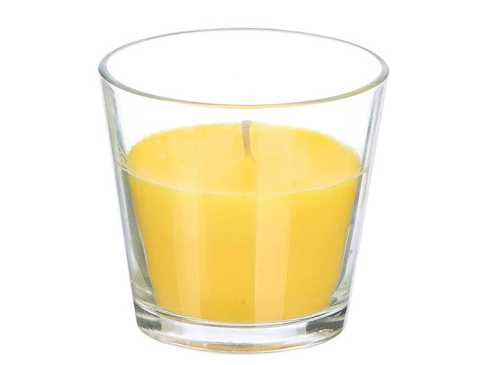 Ibergarden Vela de Vaso Aroma Citronela 28h - 120 gr en Vidrio Amarillo - Dimensiones 8.5x8x8.5 cm (Set de 12) Ibergarden Vela de Vaso Aroma Citronela 28h - 120 gr en Vidrio Amarillo - Dimensiones 8.5x8x8.5 cm (Set de 12)
