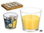 Ibergarden Vela de Vaso Aroma Citronela 28h - 120 gr en Vidrio Amarillo - Dimensiones 8.5x8x8.5 cm (Set de 12)
