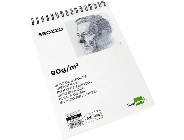 Liderpapel Bloc Dibujo Esbozos Espiral A5 148x210 mm 100 Hojas 90gr/m2 Sin Recuadro