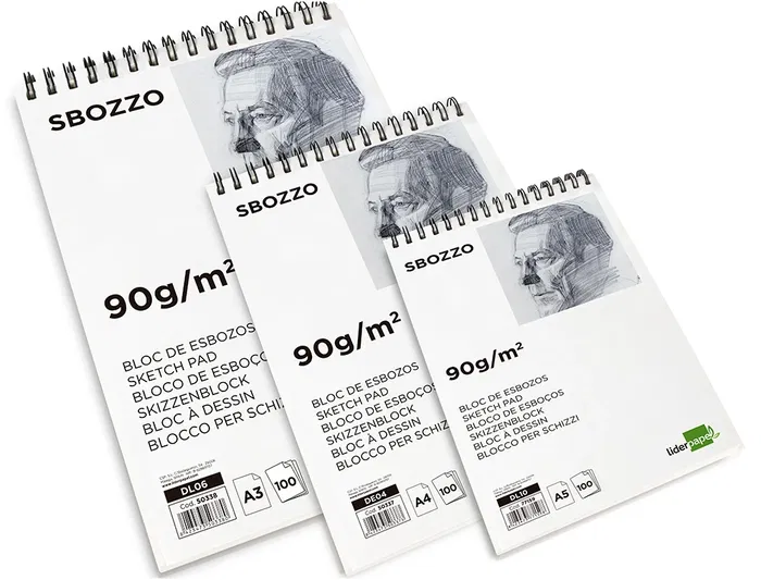 Liderpapel Bloc Dibujo Esbozos Espiral A5 148x210 mm 100 Hojas 90gr/m2 Sin Recuadro