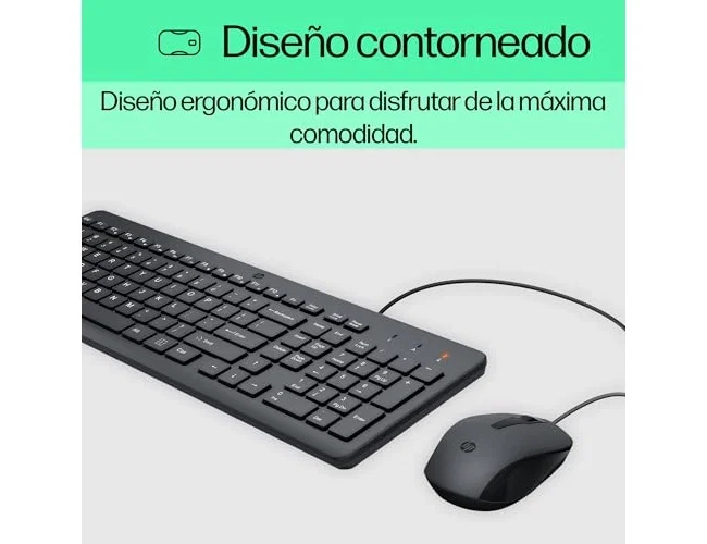 HP Combo 150 Teclado y Ratón con Cable Negro USB-A