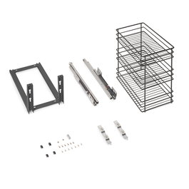 Emuca Carro extraíble Titane de fijación inferior con cierre suave, módulo 300mm, Acero, Gris Antracita