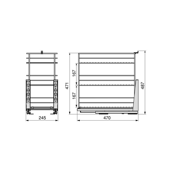 Emuca Carro extraíble Titane de fijación inferior con cierre suave, módulo 300mm, Acero, Gris Antracita
