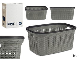 Kipit Cesta Ropa Plástico Rattan Gris 36 L 36 x 25.5 x 53 cm (Set de 12)