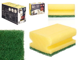 Arte Regal Set 4 Estropajos Salvauñas 18 x 13 x 4.5 cm Espuma Poliuretano Fibra Abrasiva Amarillo Verde (Set de 11)