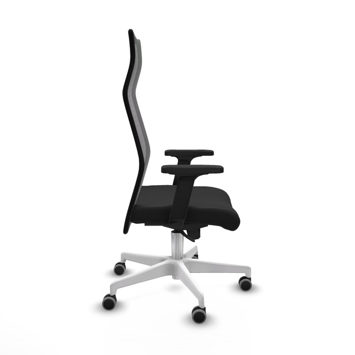 PIQUERAS Y CRESPO Sillón Albacete con Mecanismo Sincro, Similpiel Negro y Base Blanca