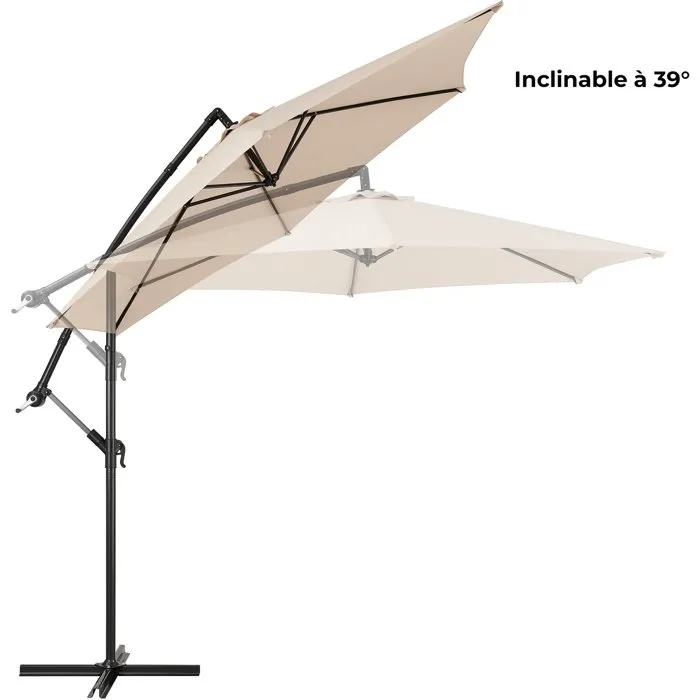 AUREA Parasol Voladizo de Aluminio Ø 3 m con Tejido de Poliéster 180 g Color Crema - SUNPDP3MCREAM