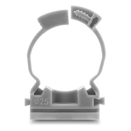 DeLOCK Soporte para manguera de cables de 25 mm con clip de cierre, 100 unidades, gris