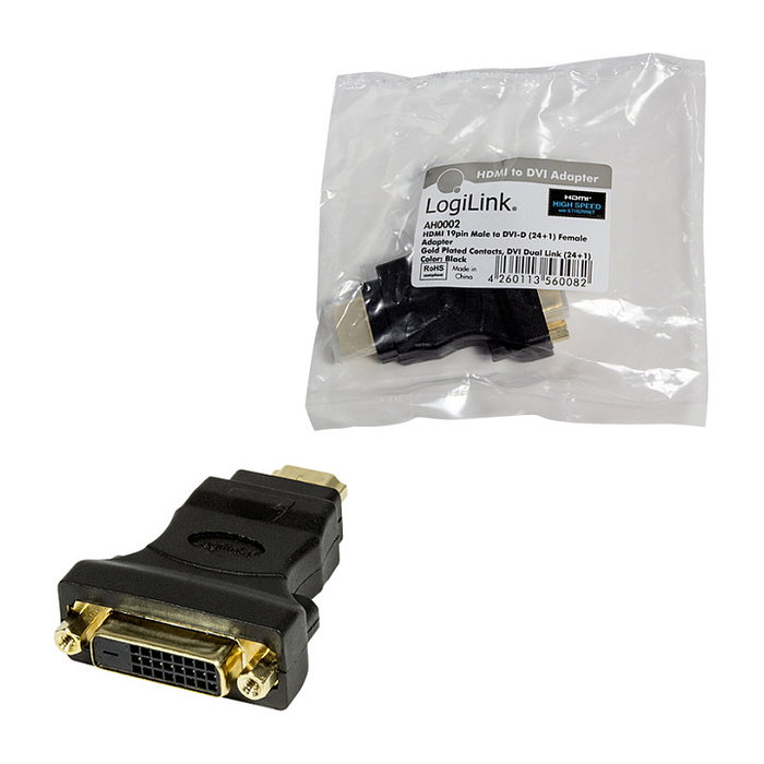 LogiLink Adaptador HDMI macho a DVI-D hembra (Negro)