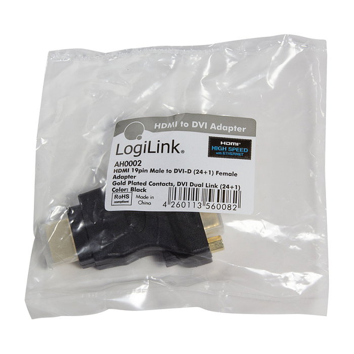 LogiLink Adaptador HDMI macho a DVI-D hembra (Negro)