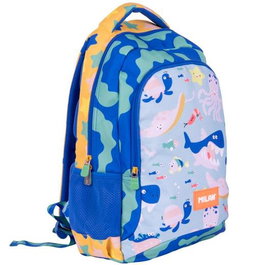 Milan Mochila Escolar Blue Odyssey 2 Cremalleras 21 L con Compartimento para Portátil y Bolsillos Laterales