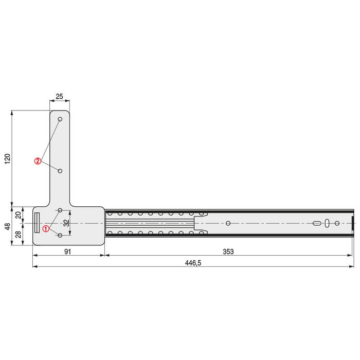OMGE Guia Puerta Oculta TV Fliter 450Mm Zincado Hierro Deslizamiento Suave Muebles de TV