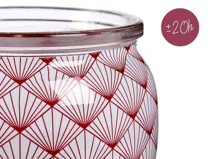 Acorde Vela Perfumada Cristal con Aroma a Manzana y Canela, Color Granate en Vidrio, Forma Cuadrado 7.5x6.3x7.5 cm (Set de 12)