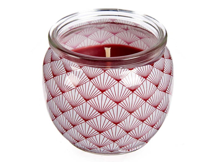 Acorde Vela Perfumada Cristal con Aroma a Manzana y Canela, Color Granate en Vidrio, Forma Cuadrado 7.5x6.3x7.5 cm (Set de 12)