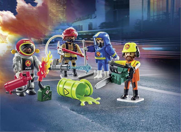 Playmobil Figuras de Bomberos Action con Accesorios, Edad Mínima 5 Años, Plástico