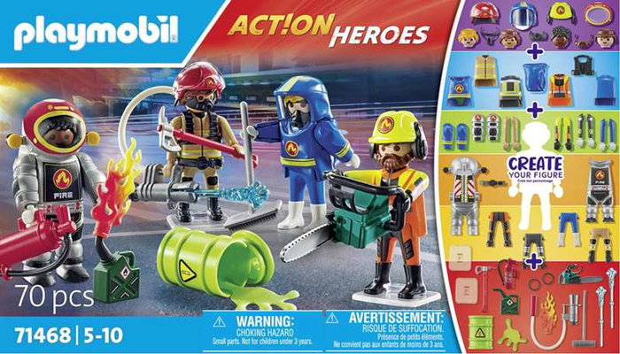 Playmobil Figuras de Bomberos Action con Accesorios, Edad Mínima 5 Años, Plástico