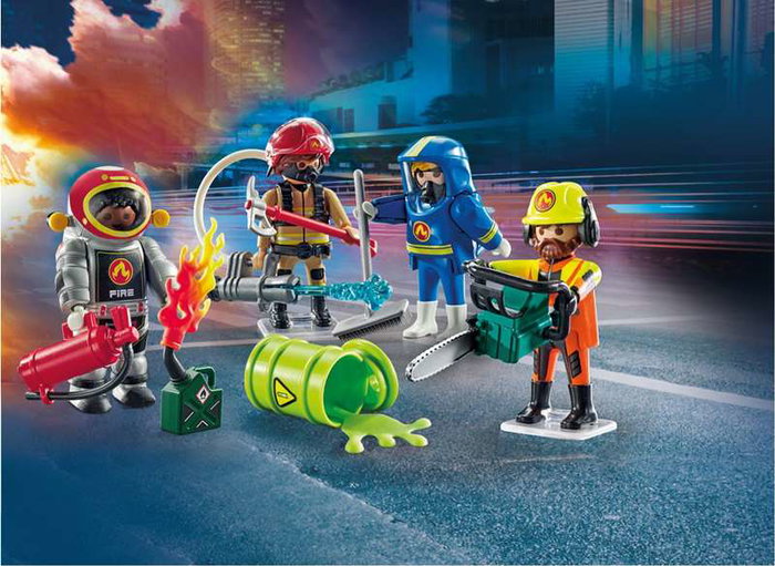 Playmobil Figuras de Bomberos Action con Accesorios, Edad Mínima 5 Años, Plástico